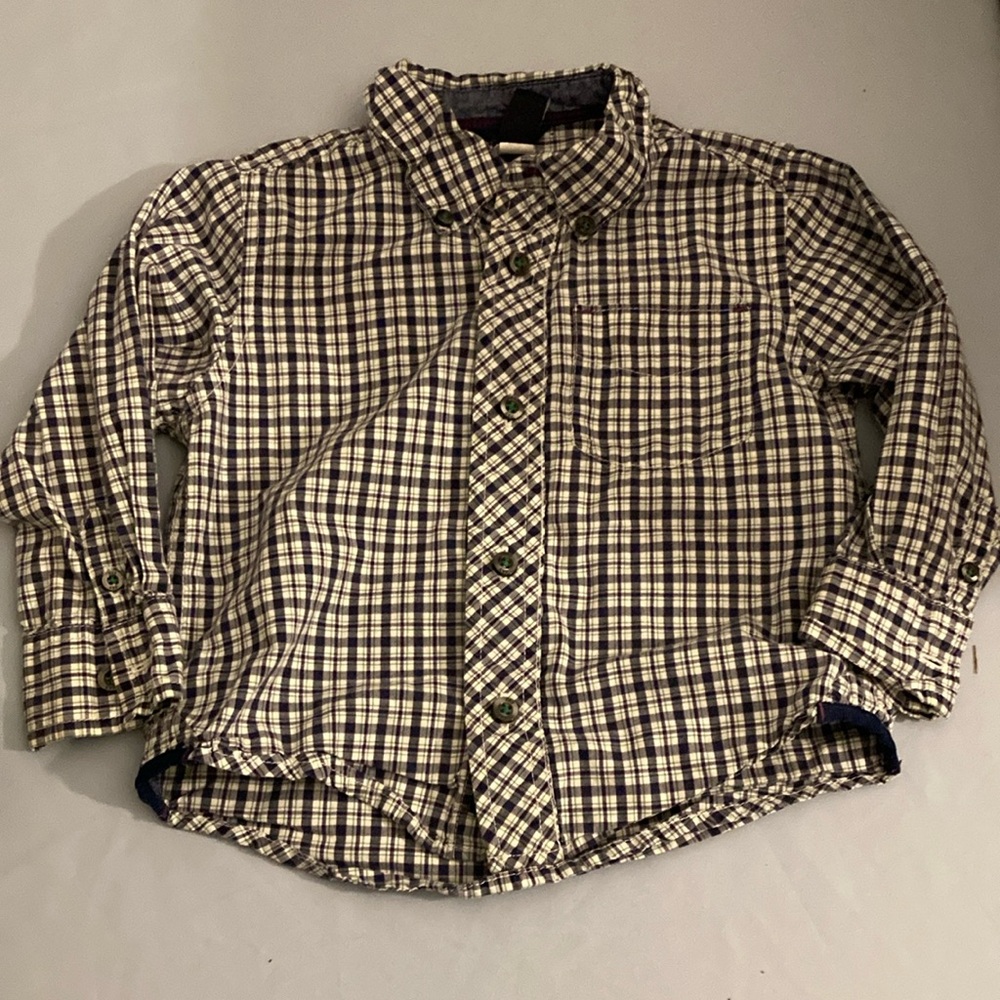 GAP Toddler Plaid Shirt - Black, White, Green